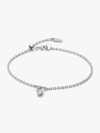 Pandora Talisman Armband aus Sterlingsilber mit Herzanhänger aus Lab-Grown Diamonds – 0,25 Karat Gesamtgewicht, Sterlingsilber