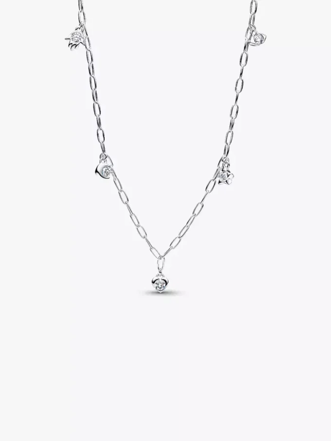 Pandora Talisman Halskette aus Sterlingsilber mit Lab-Grown-Diamanten, Papierklammerkette, 0,33 ct TW, Sterlingsilber Pandora Talisman Halskette aus Sterlingsilber mit Lab-Grown-Diamanten, Papierklammerkette, 0,33 ct TW, Sterlingsilber