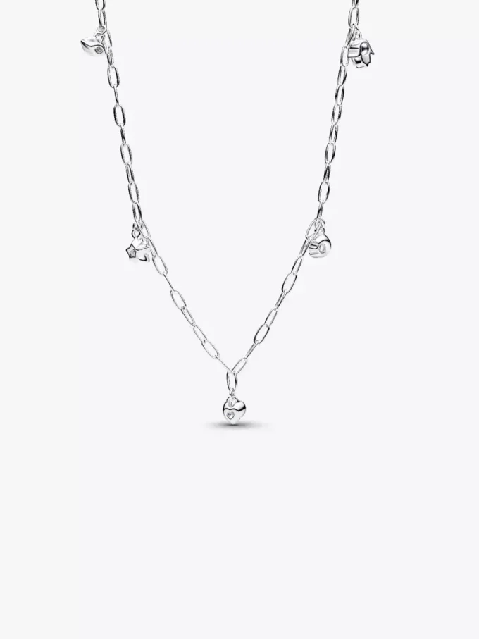 Pandora Talisman Halskette aus Sterlingsilber mit Lab-Grown-Diamanten, Papierklammerkette, 0,33 ct TW, Sterlingsilber Pandora Talisman Halskette aus Sterlingsilber mit Lab-Grown-Diamanten, Papierklammerkette, 0,33 ct TW, Sterlingsilber