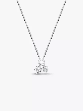 Pandora Talisman Halskette mit Anhänger aus Sterlingsilber mit Herz und Stern aus im Labor gezüchteten Diamanten, 0,13 Karat insgesamt, Sterlingsilber