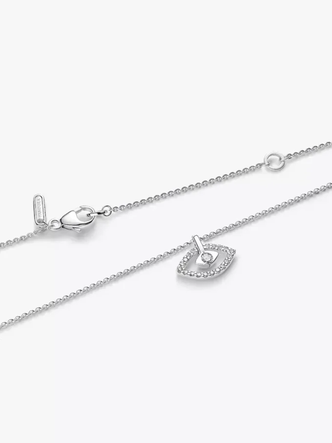 Pandora Talisman Halskette mit Anhänger aus Sterlingsilber und im Labor gezüchtetem Diamanten „Evil Eye“, 0,13 ct TW, Sterlingsilber Pandora Talisman Halskette mit Anhänger aus Sterlingsilber und im Labor gezüchtetem Diamanten „Evil Eye“, 0,13 ct TW, Sterlingsilber