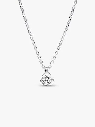 Pandora Talisman Halskette mit Herz-Anhänger aus Sterlingsilber und synthetischem Diamant – 0,25 ct TW, Sterlingsilber Pandora Talisman Halskette mit Herz-Anhänger aus Sterlingsilber und synthetischem Diamant – 0,25 ct TW, Sterlingsilber