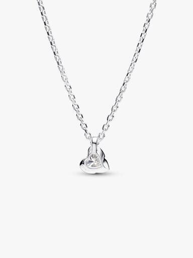Pandora Talisman Halskette mit Herz-Anhänger aus Sterlingsilber und synthetischem Diamant – 0,25 ct TW, Sterlingsilber Pandora Talisman Halskette mit Herz-Anhänger aus Sterlingsilber und synthetischem Diamant – 0,25 ct TW, Sterlingsilber