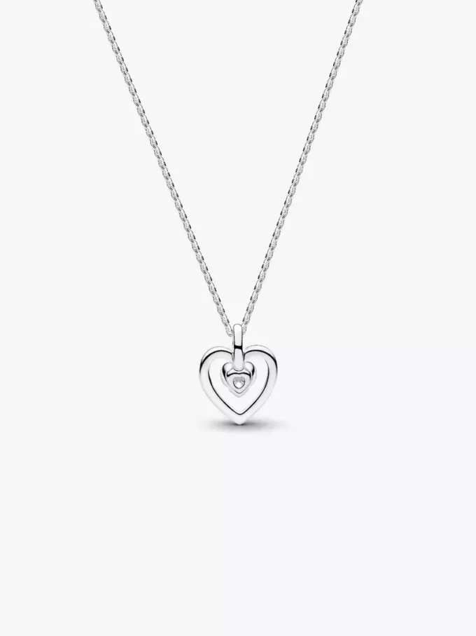 Pandora Talisman Halskette mit Herzanhänger aus Sterlingsilber und Lab-Grown Diamonds, 0,13 ct TW, Sterlingsilber Pandora Talisman Halskette mit Herzanhänger aus Sterlingsilber und Lab-Grown Diamonds, 0,13 ct TW, Sterlingsilber