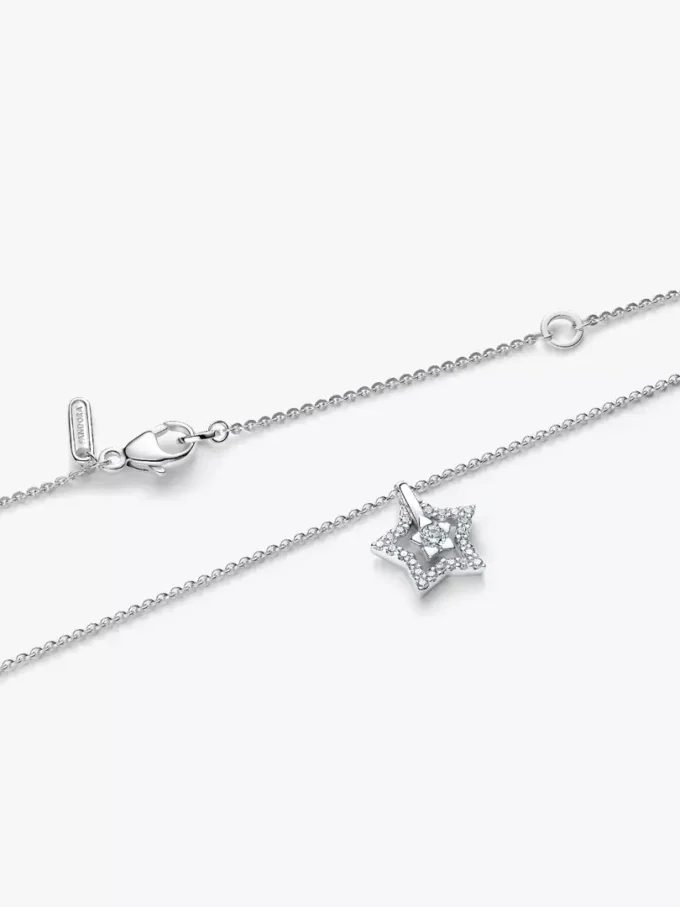 Pandora Talisman Halskette mit Sternanhänger aus Sterlingsilber und Lab-Grown Diamonds, 0,15+ Karat insgesamt, Sterlingsilber Pandora Talisman Halskette mit Sternanhänger aus Sterlingsilber und Lab-Grown Diamonds, 0,15+ Karat insgesamt, Sterlingsilber