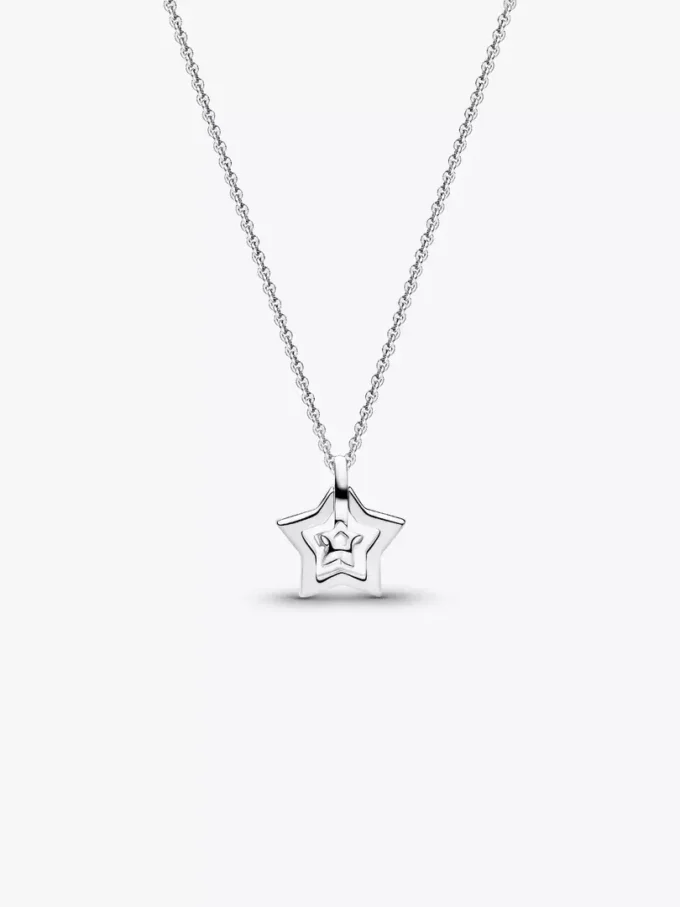 Pandora Talisman Halskette mit Sternanhänger aus Sterlingsilber und Lab-Grown Diamonds, 0,15+ Karat insgesamt, Sterlingsilber Pandora Talisman Halskette mit Sternanhänger aus Sterlingsilber und Lab-Grown Diamonds, 0,15+ Karat insgesamt, Sterlingsilber