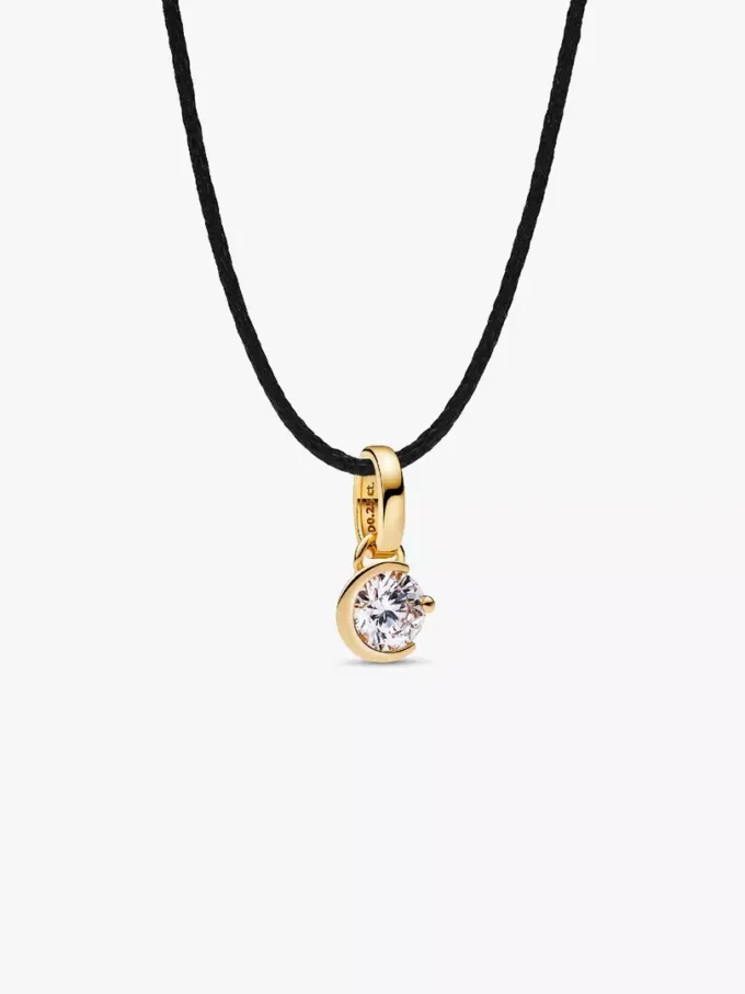 Pandora Talisman Mond-Anhänger aus 14 Karat Gold mit synthetischem Diamanten, 0,25 Karat insgesamt, 14 Karat Gold Pandora Talisman Mond-Anhänger aus 14 Karat Gold mit synthetischem Diamanten, 0,25 Karat insgesamt, 14 Karat Gold