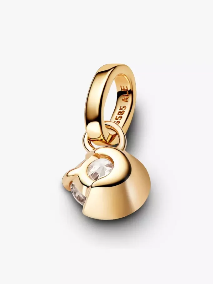 Pandora Talisman Mond-Anhänger aus 14 Karat Gold mit synthetischem Diamanten, 0,25 Karat insgesamt, 14 Karat Gold Pandora Talisman Mond-Anhänger aus 14 Karat Gold mit synthetischem Diamanten, 0,25 Karat insgesamt, 14 Karat Gold