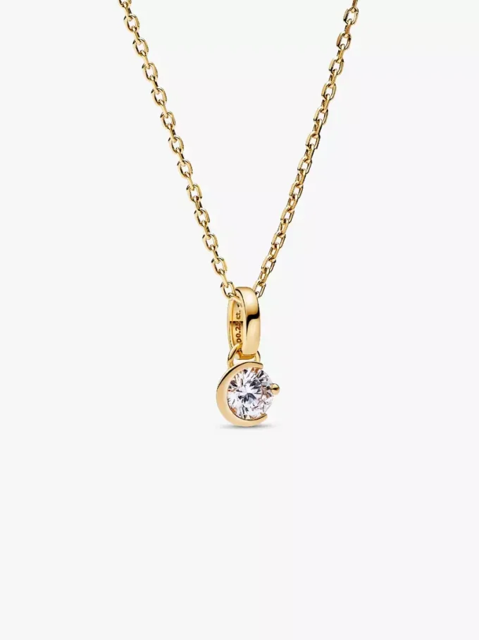 Pandora Talisman Mond-Anhänger aus 14 Karat Gold mit synthetischem Diamanten, 0,25 Karat insgesamt, 14 Karat Gold Pandora Talisman Mond-Anhänger aus 14 Karat Gold mit synthetischem Diamanten, 0,25 Karat insgesamt, 14 Karat Gold