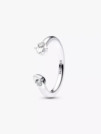 Pandora Talisman offener Ring aus Sterlingsilber mit Lab-Grown Diamonds, „Evil Eye“ und Hamsa-Hand, 0,13 ct TW, Sterlingsilber