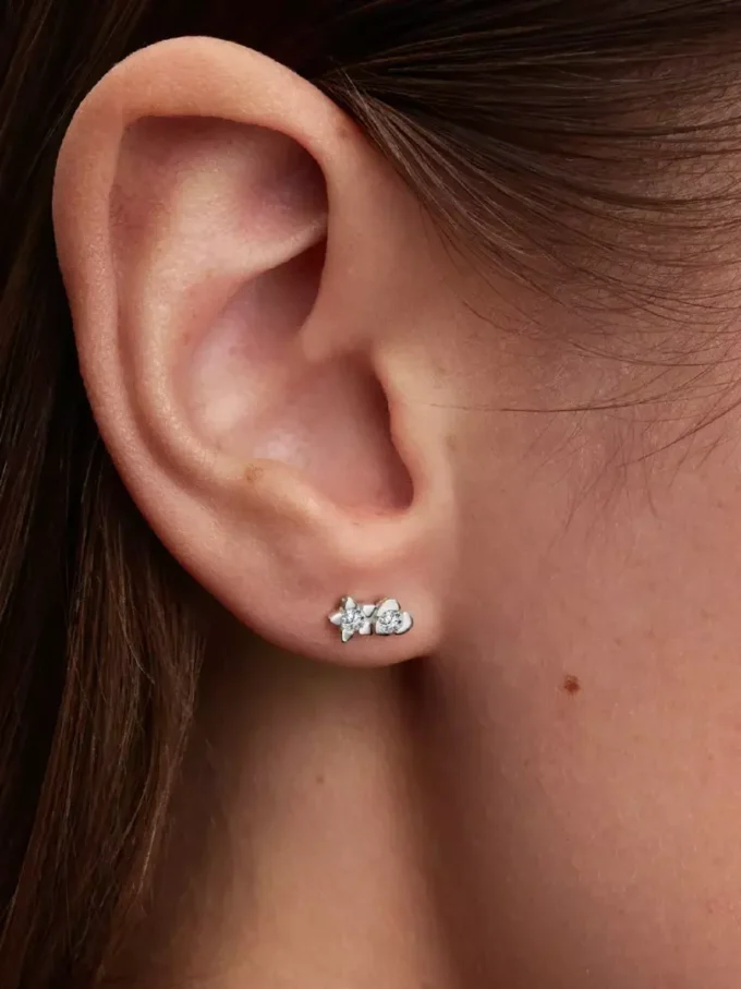 Pandora Talisman Ohrringe aus Sterlingsilber mit im Labor gezüchteten Diamanten in Herz- und Sternform, 0,20 Karat insgesamt, Sterlingsilber Pandora Talisman Ohrringe aus Sterlingsilber mit im Labor gezüchteten Diamanten in Herz- und Sternform, 0,20 Karat insgesamt, Sterlingsilber