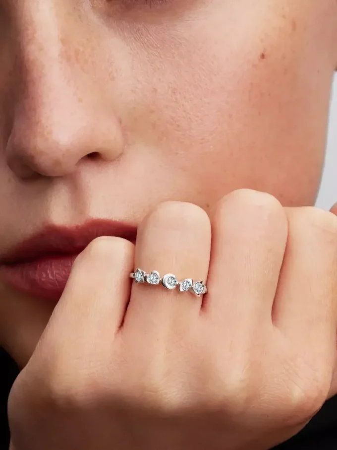 Pandora Talisman-Ring aus Sterlingsilber mit Lab-Grown Diamonds, 0,33 Karat insgesamt, Sterlingsilber Pandora Talisman-Ring aus Sterlingsilber mit Lab-Grown Diamonds, 0,33 Karat insgesamt, Sterlingsilber