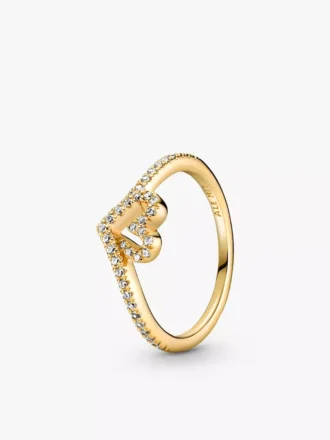 Pandora Timeless funkelnder Herzring, 14-karätig vergoldet