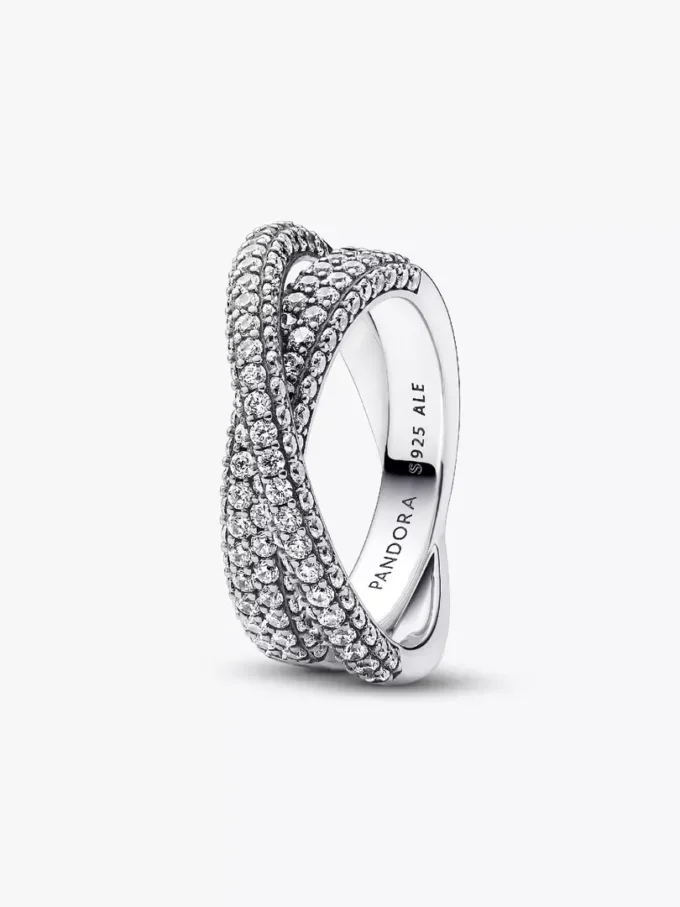 Pandora Timeless Pavé Crossover Doppelbandring aus Sterlingsilber Pandora Timeless Pavé Crossover Doppelbandring aus Sterlingsilber