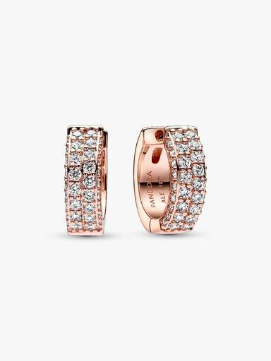 Pandora Timeless Pavé Doppelreihige Ohrringe – 14 Karat Roségoldbeschichtung Pandora Timeless Pavé Doppelreihige Ohrringe – 14 Karat Roségoldbeschichtung