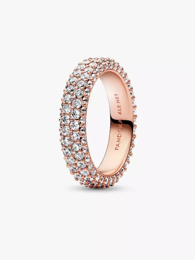 Pandora Timeless Pavé-Doppelreihiger Ring, 14 Karat Roségold-Beschichtung Pandora Timeless Pavé-Doppelreihiger Ring, 14 Karat Roségold-Beschichtung