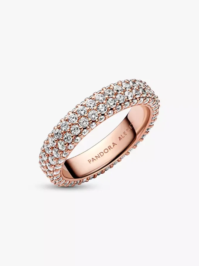 Pandora Timeless Pavé-Doppelreihiger Ring, 14 Karat Roségold-Beschichtung Pandora Timeless Pavé-Doppelreihiger Ring, 14 Karat Roségold-Beschichtung
