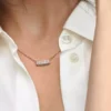 Pandora Timeless Pavé Double-Row Bar Collier Halskette, 14 Karat Roségold-Beschichtung Pandora Timeless Pavé Double-Row Bar Collier Halskette, 14 Karat Roségold-Beschichtung