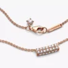 Pandora Timeless Pavé Double-Row Bar Collier Halskette, 14 Karat Roségold-Beschichtung Pandora Timeless Pavé Double-Row Bar Collier Halskette, 14 Karat Roségold-Beschichtung