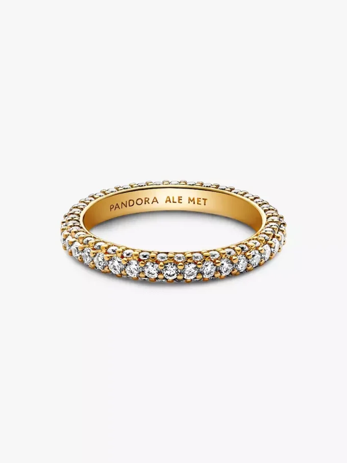 Pandora Timeless Pavé Einreihiger Ring, 14-karätige Vergoldung Pandora Timeless Pavé Einreihiger Ring, 14-karätige Vergoldung