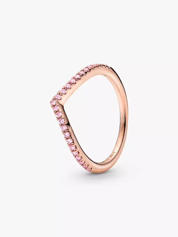 Funkelndes rosa Herz-Wishbone-Ring-Set, 2er-Set Funkelndes rosa Herz-Wishbone-Ring-Set, 2er-Set