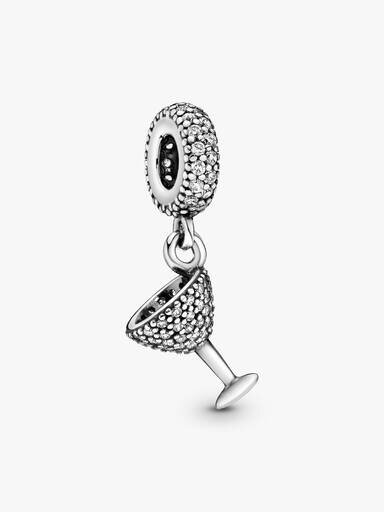Pavé Cocktail Glass Dangle Charm – Sterlingsilber Pavé Cocktail Glass Dangle Charm – Sterlingsilber