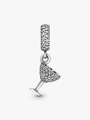 Pavé Cocktail Glass Dangle Charm – Sterlingsilber Pavé Cocktail Glass Dangle Charm – Sterlingsilber