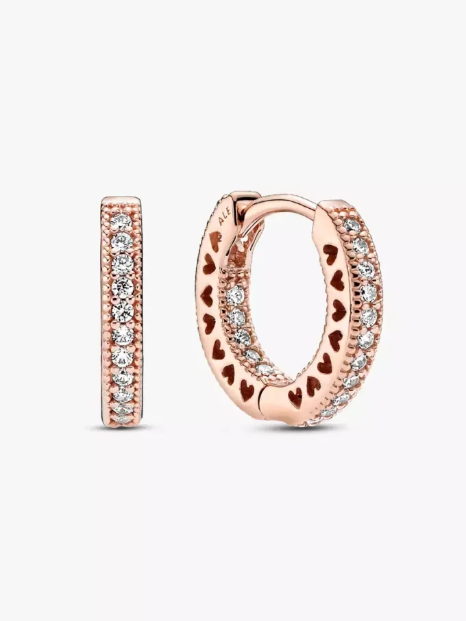 Pavé-Herz-Ohrringe mit 14-karätiger Roségoldbeschichtung Pavé-Herz-Ohrringe mit 14-karätiger Roségoldbeschichtung