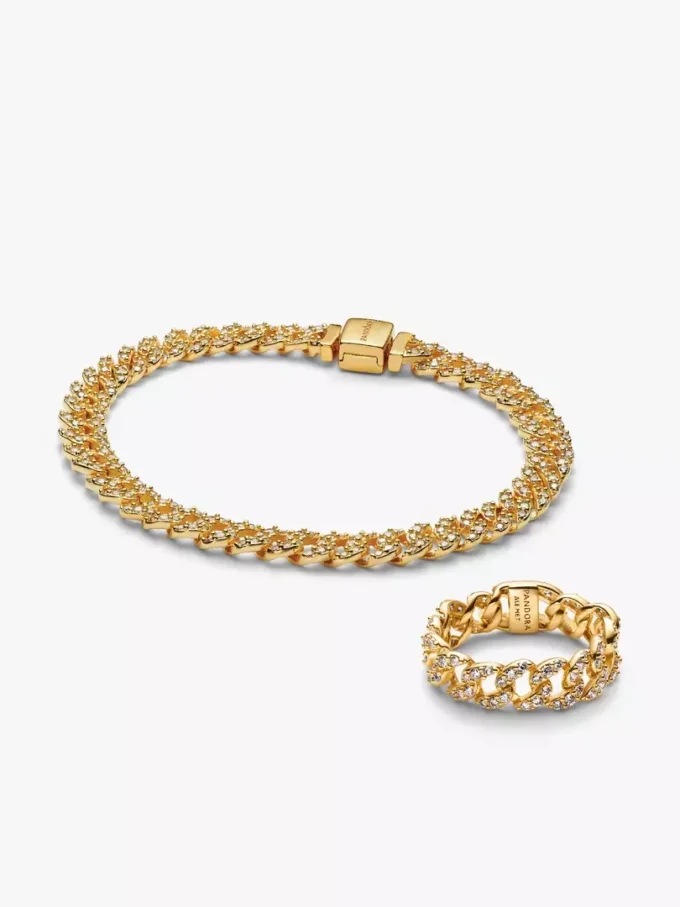 Pavé-Kubaketten-Schmuckset, 2er-Set
