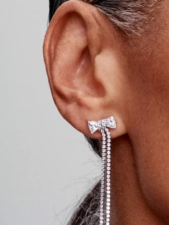 Pavé-Ohrringe mit Schleife aus Sterlingsilber
