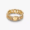 Pavé-Ring mit kubanischer Kette, 14-karätig vergoldet Pavé-Ring mit kubanischer Kette, 14-karätig vergoldet