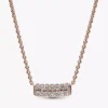 Pandora Timeless Pavé Double-Row Bar Collier Halskette, 14 Karat Roségold-Beschichtung Pandora Timeless Pavé Double-Row Bar Collier Halskette, 14 Karat Roségold-Beschichtung