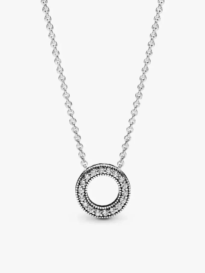 Pandora Logo Pavé Circle Collier Halskette aus Sterlingsilber Pandora Logo Pavé Circle Collier Halskette aus Sterlingsilber