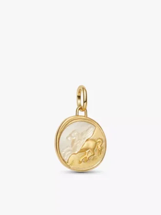 Pegasus-Medaillon-Charm aus Sterlingsilber, 14-karätig vergoldet