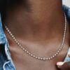 Perlen- und Pavé-Halskette – Sterlingsilber