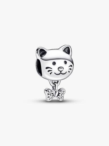 Pet Cat & Bow Charm – Sterlingsilber Pet Cat & Bow Charm – Sterlingsilber