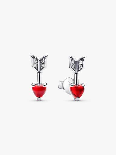 Pfeil & Murano Glass-Herz-Ohrringe – Sterlingsilber Pfeil & Murano Glass-Herz-Ohrringe – Sterlingsilber