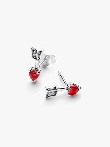 Pfeil & Murano Glass-Herz-Ohrringe – Sterlingsilber Pfeil & Murano Glass-Herz-Ohrringe – Sterlingsilber