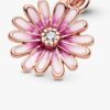 Pink Daisy Flower Dangle Charm – 14 Karat Roségold-Beschichtung