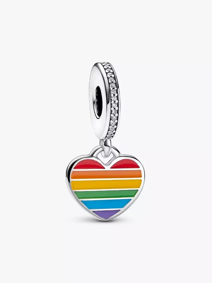 Pride-Regenbogen-Herz-Dangle Charm aus Sterlingsilber Pride-Regenbogen-Herz-Dangle Charm aus Sterlingsilber