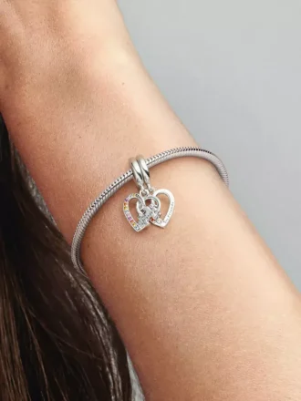 Puzzle-Herzen-Freundschafts-Dangle Charm aus Sterlingsilber