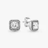 Quadratische Halo-Ohrringe aus Sterlingsilber Quadratische Halo-Ohrringe aus Sterlingsilber