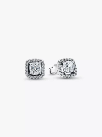 Quadratische Halo-Ohrringe aus Sterlingsilber