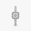 Quadratischer Halo-Ring aus Sterlingsilber Quadratischer Halo-Ring aus Sterlingsilber