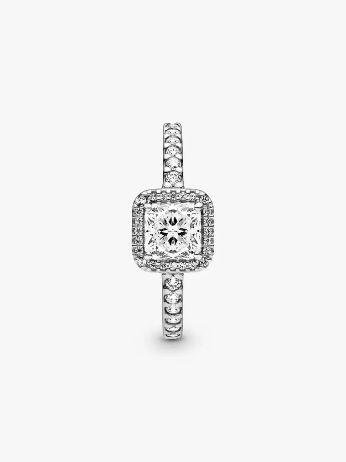 Quadratischer Halo-Ring aus Sterlingsilber Quadratischer Halo-Ring aus Sterlingsilber