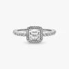 Quadratischer Halo-Ring aus Sterlingsilber Quadratischer Halo-Ring aus Sterlingsilber