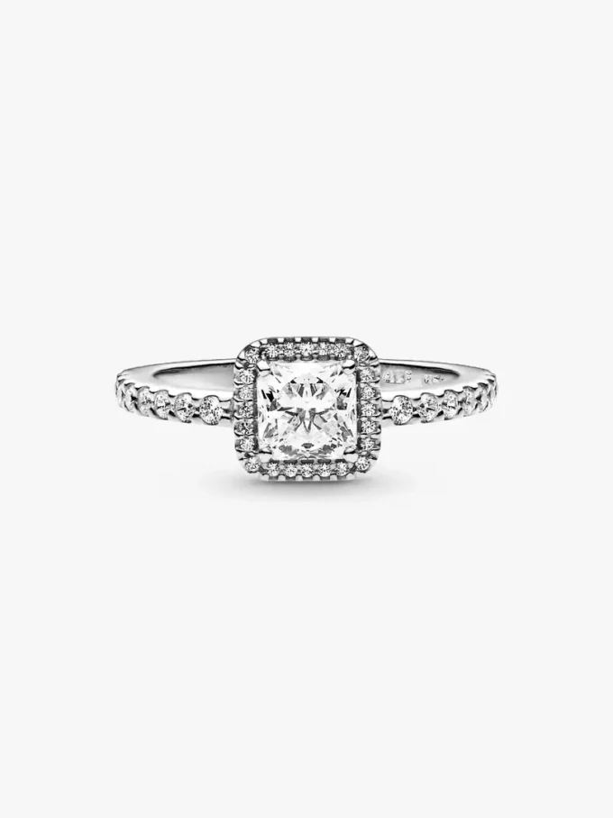 Quadratischer Halo-Ring aus Sterlingsilber Quadratischer Halo-Ring aus Sterlingsilber