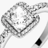 Quadratischer Halo-Ring aus Sterlingsilber Quadratischer Halo-Ring aus Sterlingsilber