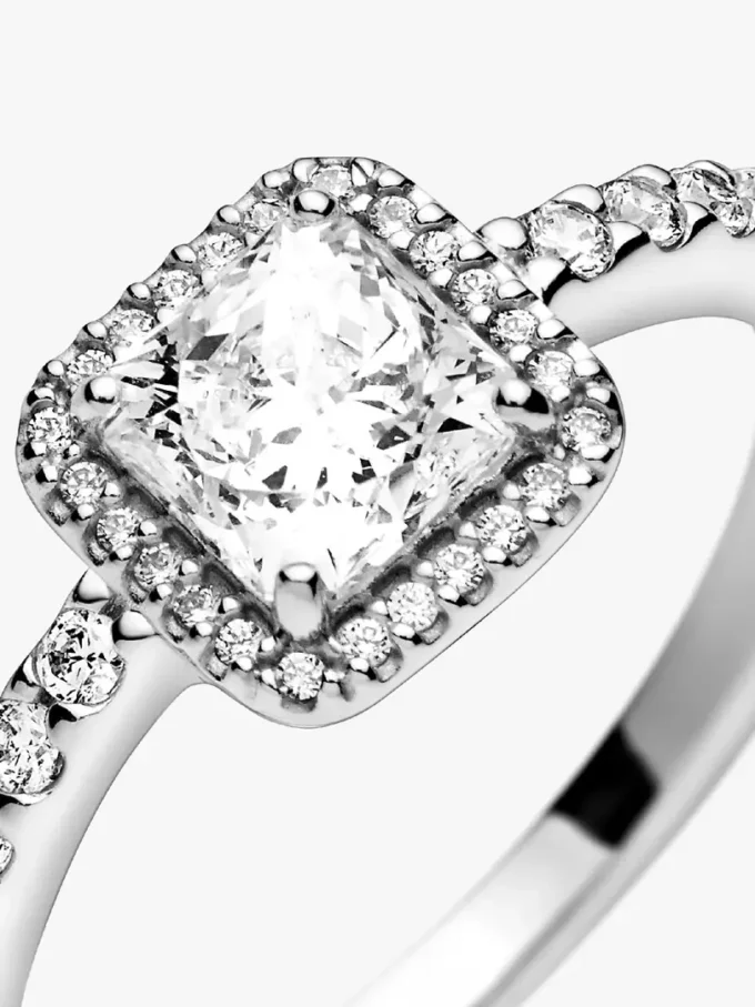 Quadratischer Halo-Ring aus Sterlingsilber Quadratischer Halo-Ring aus Sterlingsilber