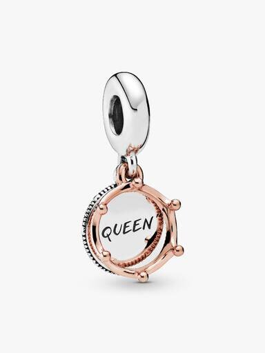 Queen & Regal Crown Dangle Charm – Sterlingsilber, 14 Karat Roségold-Beschichtung Queen & Regal Crown Dangle Charm – Sterlingsilber, 14 Karat Roségold-Beschichtung